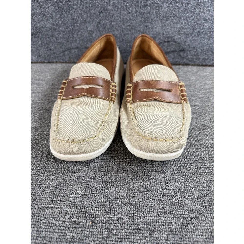 Alan Payne Canvas Loafers Shoes Mens 10.5 Beige Brown Cannes Made Brazil Casual